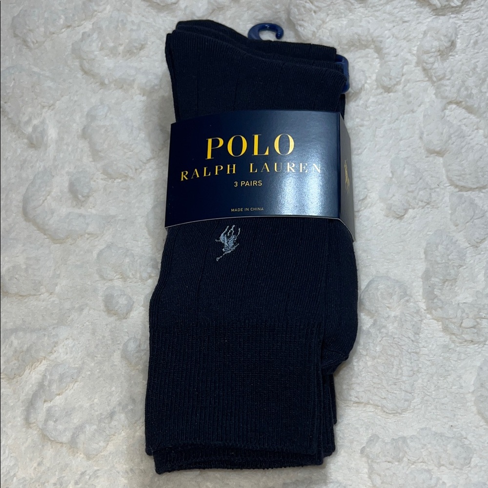 Polo by Ralph Lauren Men's Navy Dress Socks - 3 Pairs
